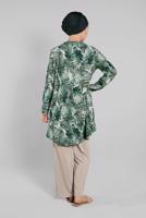 Tesettür giyim YEŞİL DESENLİ ASİMETRİK KESİMLİ 2&prime;Lİ PANTOLONLU TAKIM 8925 