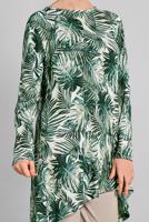 Tesettür giyim YEŞİL DESENLİ ASİMETRİK KESİMLİ 2&prime;Lİ PANTOLONLU TAKIM 8925 