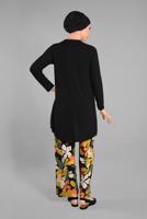 Tesettür giyim SİYAH ASİMETRİK KESİM FİTİLLİ 2&prime;Lİ PANTOLONLU TAKIM 9525