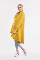 Tesettür giyim SARI ETEK UCU VOLANLI GENİŞ TUNİK 07881