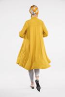Tesettür giyim SARI ETEK UCU VOLANLI GENİŞ TUNİK 07881