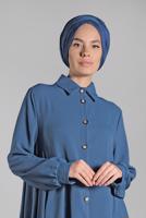 Tesettür giyim LACİVERT ETEK UCU VOLANLI GENİŞ TUNİK 07881