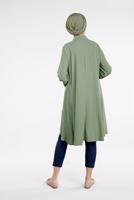 Tesettür giyim YEŞİL ETEK UCU VOLANLI GENİŞ TUNİK 07881