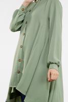 Tesettür giyim YEŞİL ETEK UCU VOLANLI GENİŞ TUNİK 07881