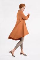 Tesettür giyim TABA ETEK UCU VOLANLI GENİŞ TUNİK 07881