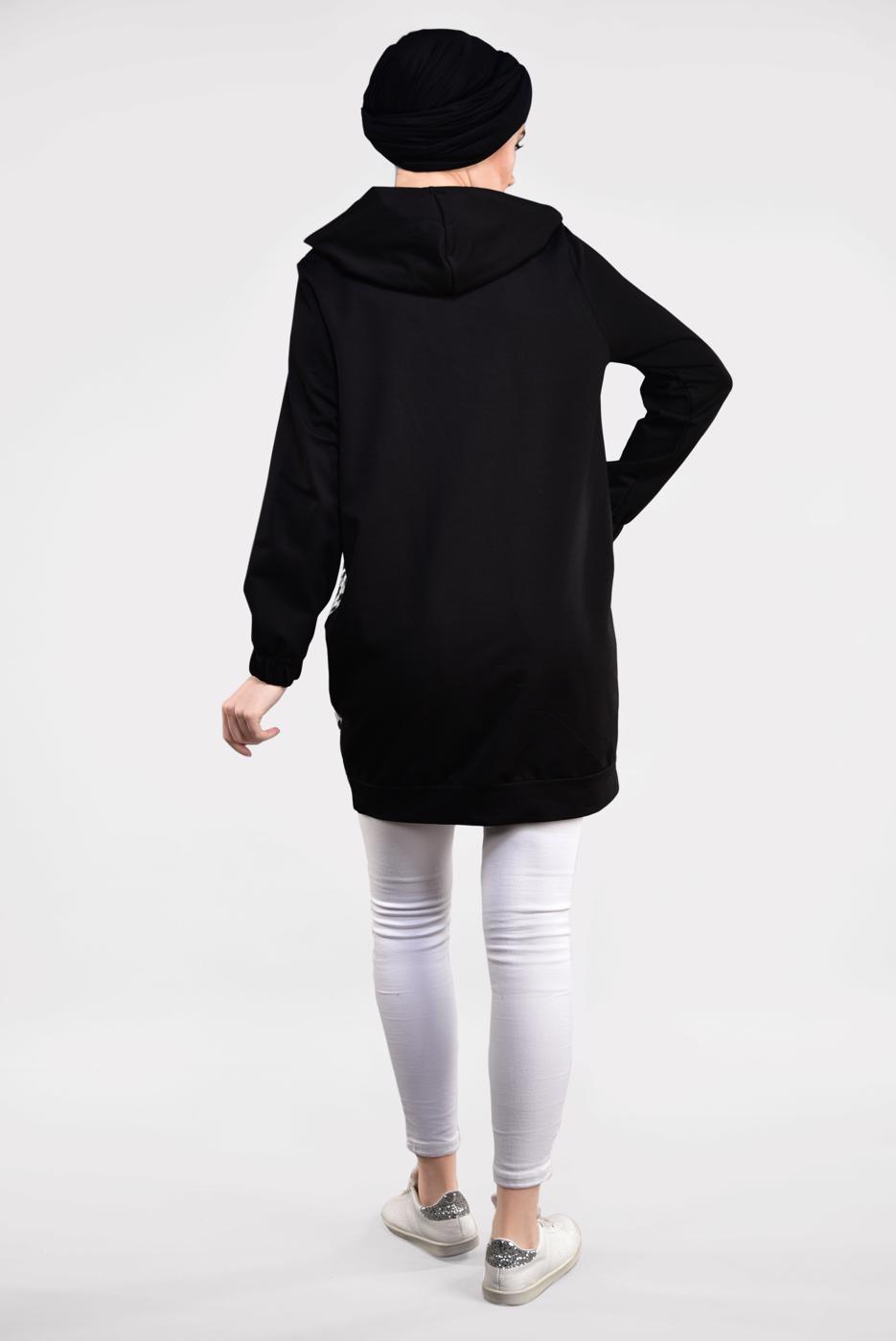 Tesettür giyim GRİ LEOPAR DESENLİ PUL PAYETLİ TUNİK 21491