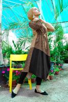 Tesettür giyim BEJ UZUN LEOPAR DETAYLI TUNİK 44491