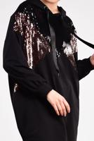 Tesettür giyim SİYAH PUL PAYETLİ KAPÜŞONLU TUNİK 47291