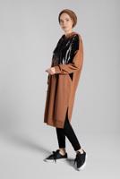 Tesettür giyim TABA PUL PAYETLİ KAPÜŞONLU TUNİK 47291