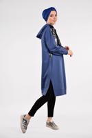 Tesettür giyim LACİVERT PUL PAYETLİ KAPÜŞONLU TUNİK 47291