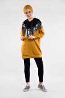 Tesettür giyim TURUNCU KAPÜŞONLU PAMUKLU EŞOFMAN TUNİK 57291