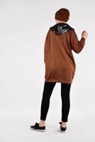 Tesettür giyim TABA KAPÜŞONLU PAMUKLU EŞOFMAN TUNİK 57291