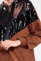 Tesettür giyim TABA KAPÜŞONLU PAMUKLU EŞOFMAN TUNİK 57291