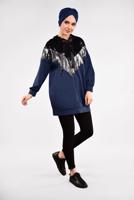 Tesettür giyim LACİVERT KAPÜŞONLU PAMUKLU EŞOFMAN TUNİK 57291