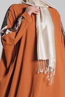 Tesettür giyim TABA YILAN DERİSİ DETAYLI YARASA KOL TUNİK 65191