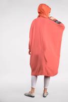 Tesettür giyim PEMBE YILAN DERİSİ DETAYLI YARASA KOL TUNİK 65191