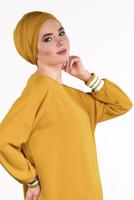 Tesettür giyim SARI İKİ YANI YIRTMAÇLI TUNİK 77591