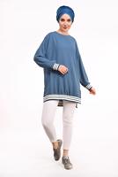 Tesettür giyim LACİVERT İKİ YANI YIRTMAÇLI TUNİK 77591