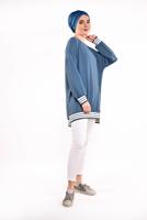 Tesettür giyim LACİVERT İKİ YANI YIRTMAÇLI TUNİK 77591