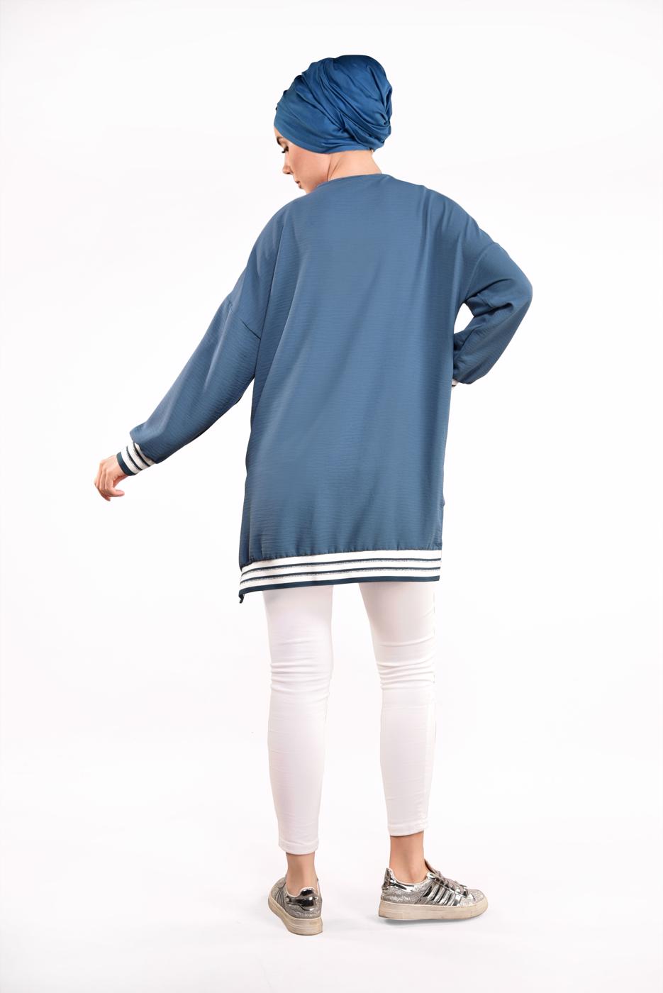 Tesettür giyim LACİVERT İKİ YANI YIRTMAÇLI TUNİK 77591