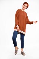 Tesettür giyim TABA İKİ YANI YIRTMAÇLI TUNİK 77591