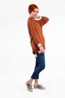 Tesettür giyim TABA İKİ YANI YIRTMAÇLI TUNİK 77591