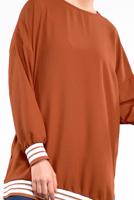 Tesettür giyim TABA İKİ YANI YIRTMAÇLI TUNİK 77591