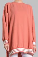 Tesettür giyim PEMBE İKİ YANI YIRTMAÇLI TUNİK 77591