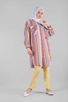 Hijab clothing PINK Colourful Striped Tunic T 0971 
