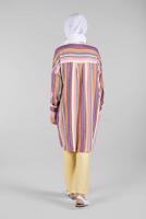 Hijab clothing PINK Colourful Striped Tunic T 0971 