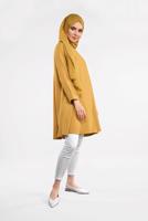 Tesettür giyim TURUNCU ETEK UCU OVAL KESİM BASİC TUNİK 99091