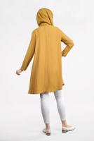 Tesettür giyim TURUNCU ETEK UCU OVAL KESİM BASİC TUNİK 99091