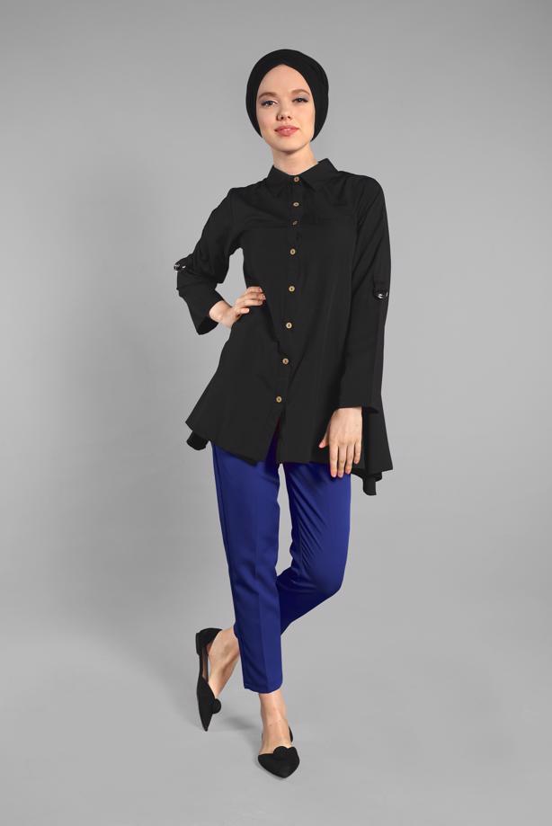 Hijab clothing  Button Detail Cotton Tunic T 1912  - TRENDTESETTÜR