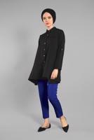 Hijab clothing BLACK Button Detail Cotton Tunic T 1912 