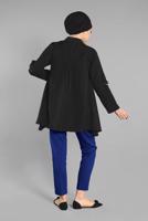Hijab clothing BLACK Button Detail Cotton Tunic T 1912 