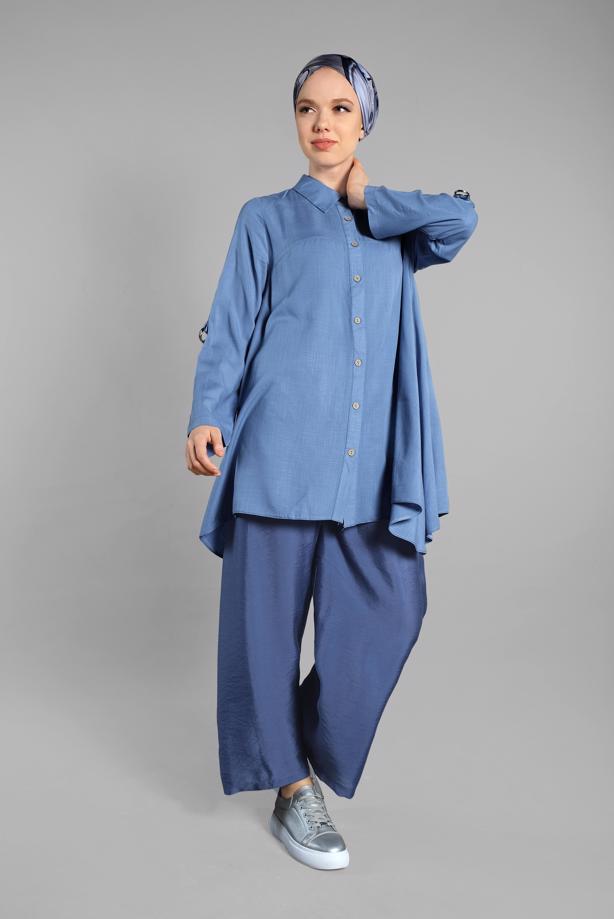 Vêtements hijab  Button Detail Cotton Tunic T 1912  - TRENDTESETTÜR