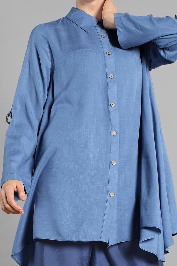 Hijab clothing  Button Detail Cotton Tunic T 1912  - TRENDTESETTÜR