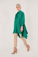 Tesettür giyim YEŞİL ASİMETRİK KESİM BALON KOLLU TUNİK T 2826