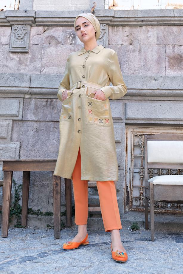 Vêtements hijab  Pocket Embroidered Detail Buttoned Tunic T 3234  - TRENDTESETTÜR