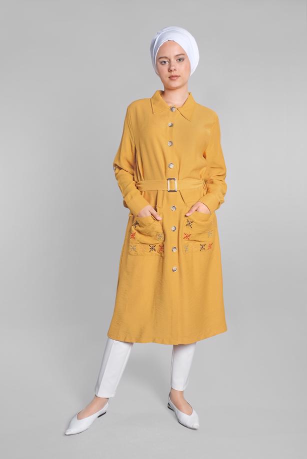 Vêtements hijab  Pocket Embroidered Detail Buttoned Tunic T 3234  - TRENDTESETTÜR
