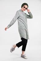 Hijab clothing KHAKI Striped Cotton Tunic T 4473-1