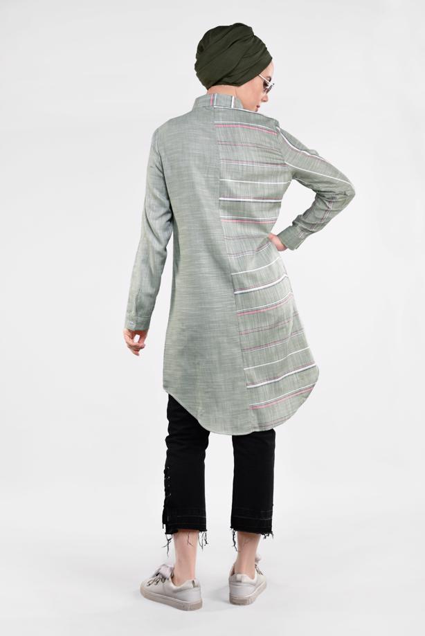 Vêtements hijab  Striped Cotton Tunic T 4473-1 - TRENDTESETTÜR