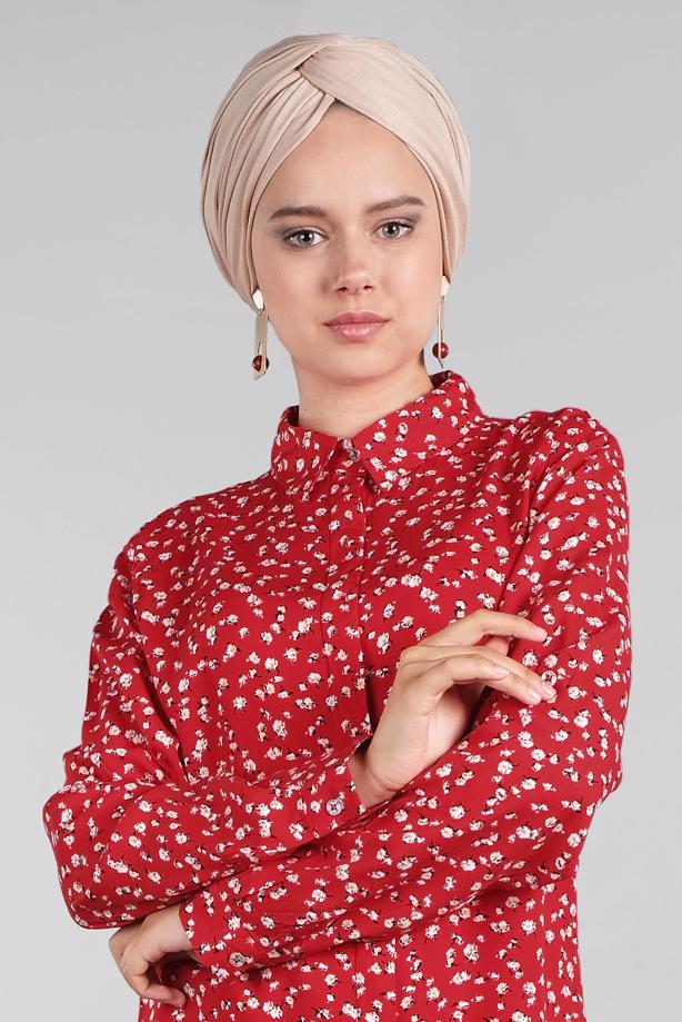 Vêtements hijab  Floral Hidden Button Tunic T 4804-3  - TRENDTESETTÜR