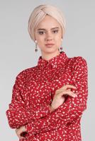 Hijab clothing RED Floral Hidden Button Tunic T 4804-3 