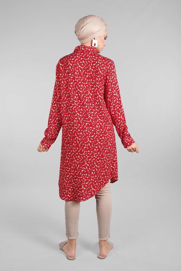 Vêtements hijab  Floral Hidden Button Tunic T 4804-3  - TRENDTESETTÜR
