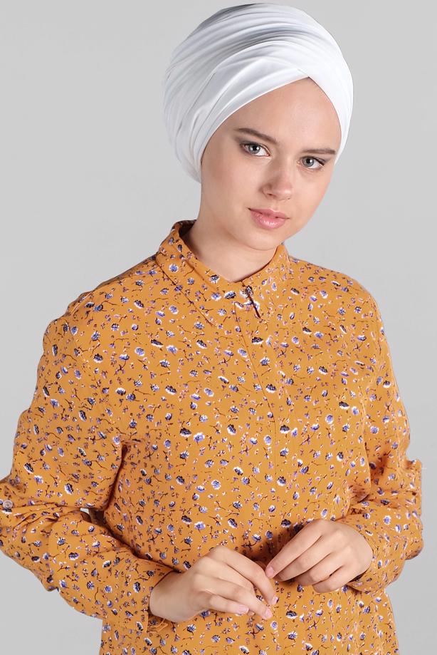Vêtements hijab  Floral Hidden Button Tunic T 4804-3  - TRENDTESETTÜR