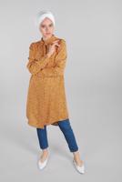 Hijab clothing ORANGE Floral Hidden Button Tunic T 4804-3 