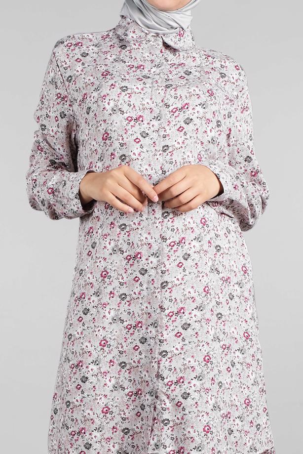 Vêtements hijab  Floral Hidden Button Tunic T 4804-3  - TRENDTESETTÜR