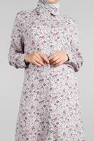 Hijab clothing GREY Floral Hidden Button Tunic T 4804-3 