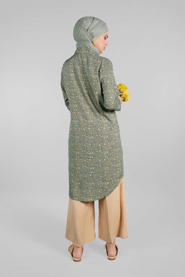Vêtements hijab  Floral Hidden Button Tunic T 4804-3  - TRENDTESETTÜR